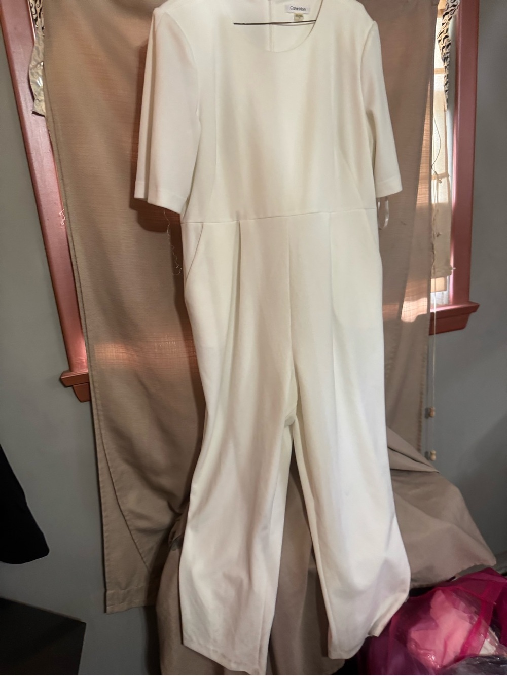 Calvin Klein Cream Women's Short-Sleeve Jumpsuit